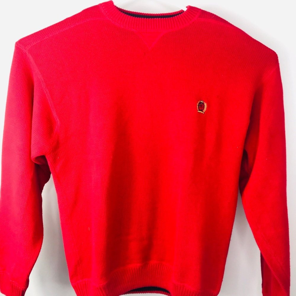 Tommy Hilfiger Logo Sweater Red Men’s Large - Picture 1 of 4